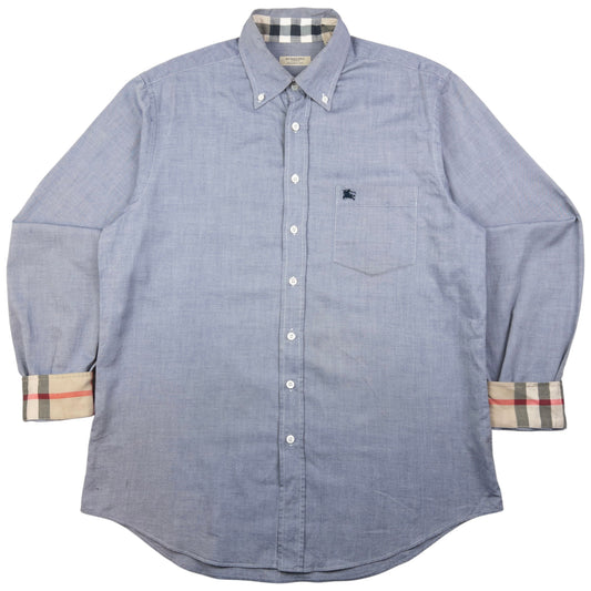 Vintage Burberry Nova Check Cuff Long Sleeve Button Up Shirt Size M