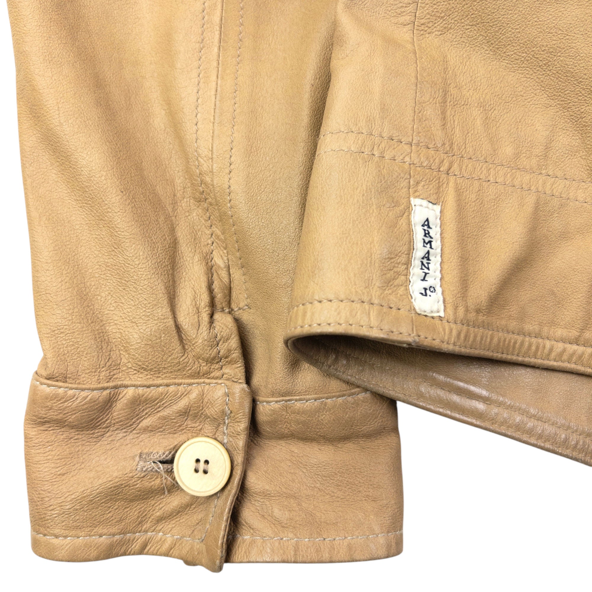 Vintage 2000s Armani Jeans Button Up Leather Jacket Womens Size M