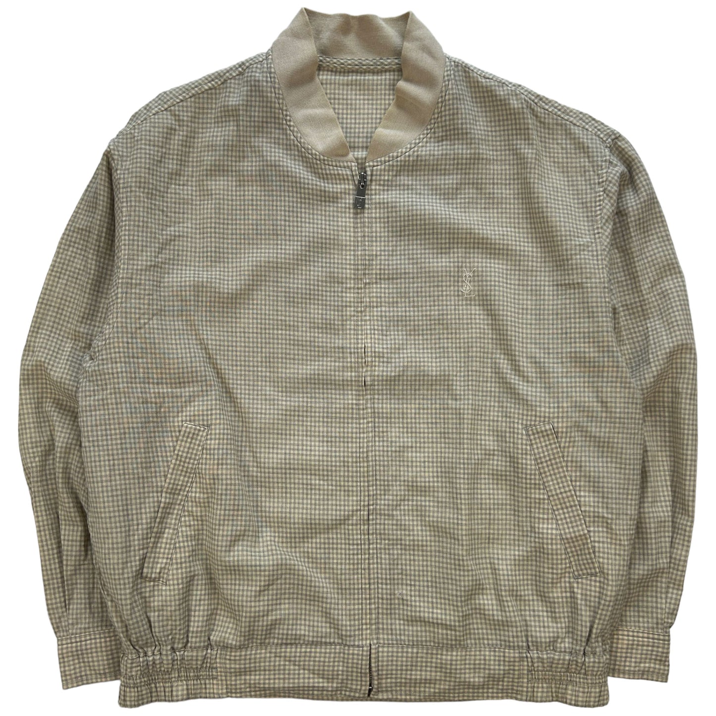Vintage YSL Yves Saint Laurent Check Bomber Jacket Size XL