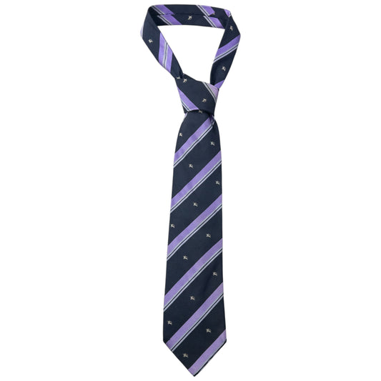 Vintage 2000s Burberry Striped Monogram Silk Tie