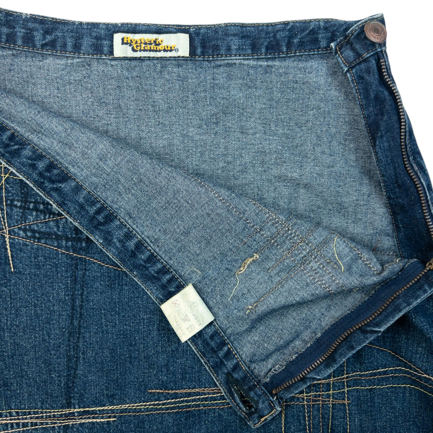 Vintage 90s Hysteric Glamour Embroidered Denim Skirt Womens Size W27