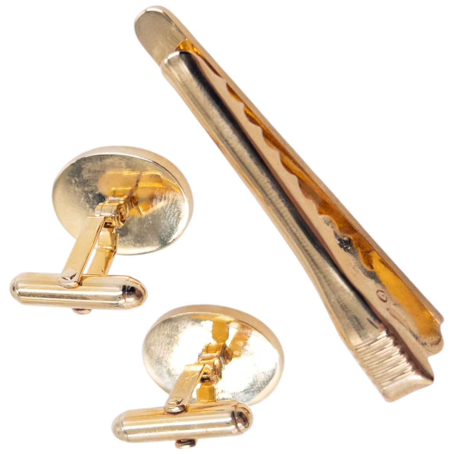 Vintage 80s Dior Embossed Cufflinks & Tie Clip Set
