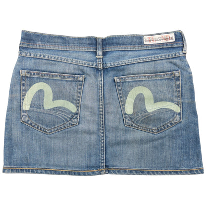 Vintage Puma X Evisu Double Gull Japanese Denim Mini Skirt Womens Size W30