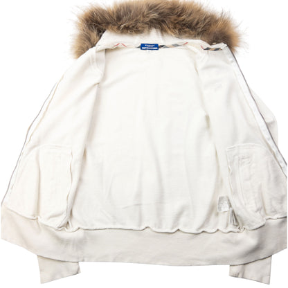 Vintage 2000s Burberry Blue Label Fur Trim Zip Up Hoodie Womens Size S