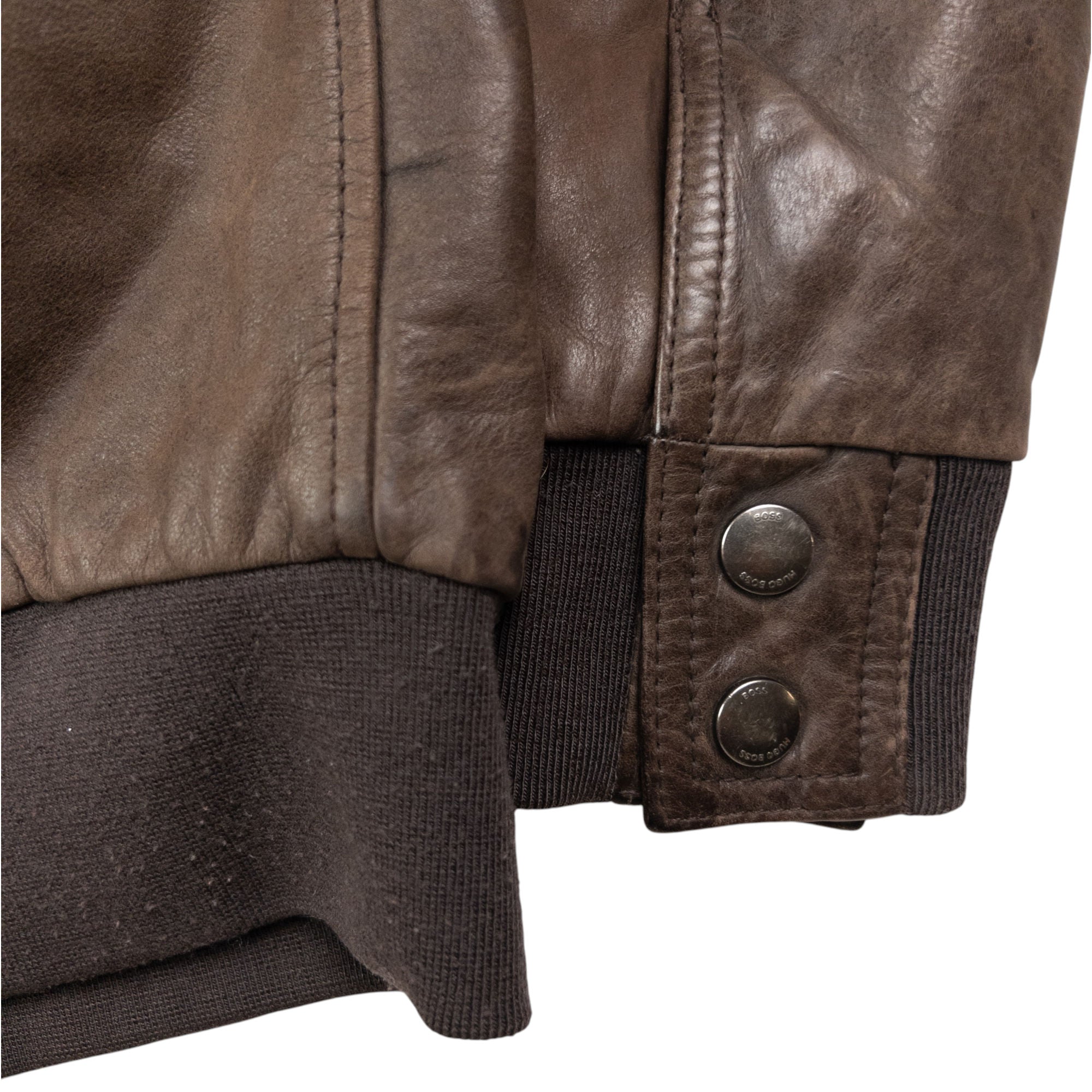 Vintage Hugo Boss Zip Up Leather Jacket Size M