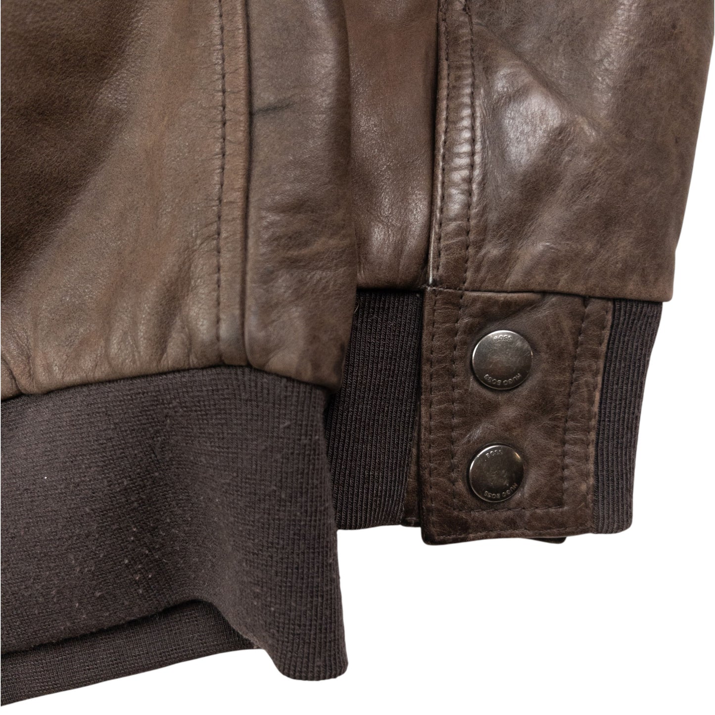 Vintage Hugo Boss Zip Up Leather Jacket Size M