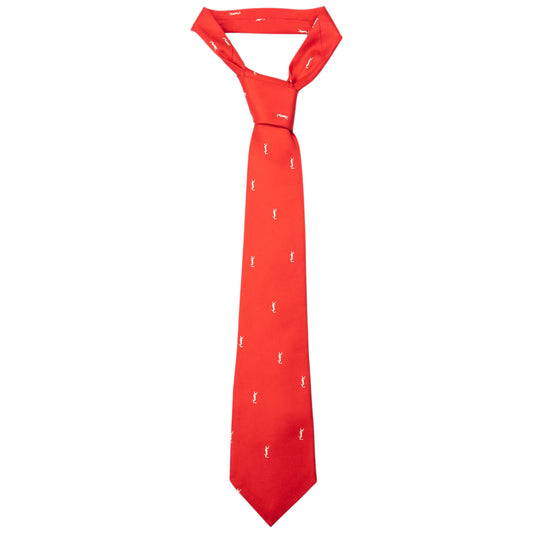 Vintage 80s YSL Yves Saint Laurent Monogram Silk Tie