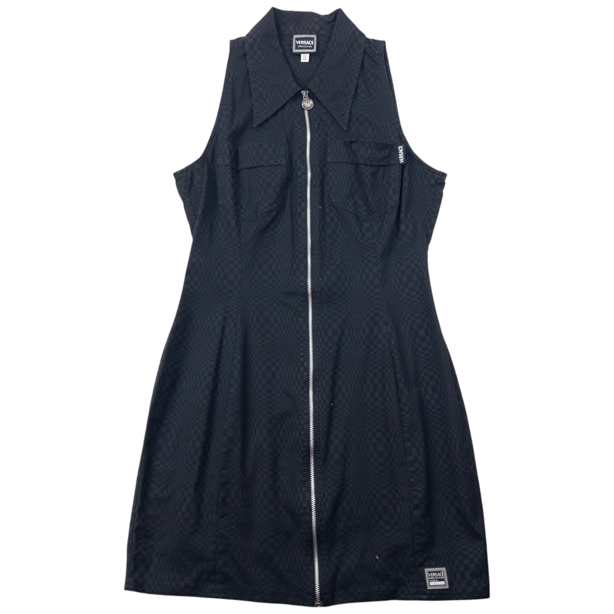 Vintage 90s Versace Jeans Couture Full Zip Collar Dress Womens Size M