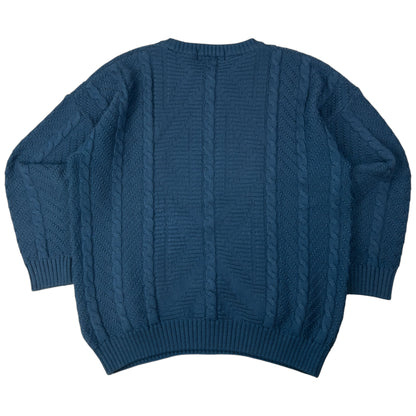 Vintage Burberry Embroidered Cable Knit Jumper Size L