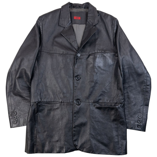 Vintage Hugo Boss Button Up Leather Jacket Size M