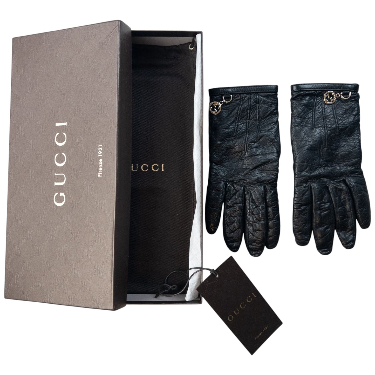 Vintage 2000s Gucci Leather Womens Gloves