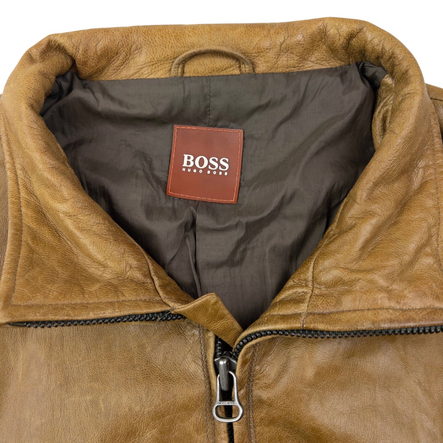 Vintage 2000s Hugo Boss Zip Up Leather Jacket Size S