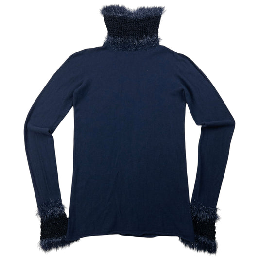 Vintage Emporio Armani Feather Trim Turtleneck Jumper Womens Size S