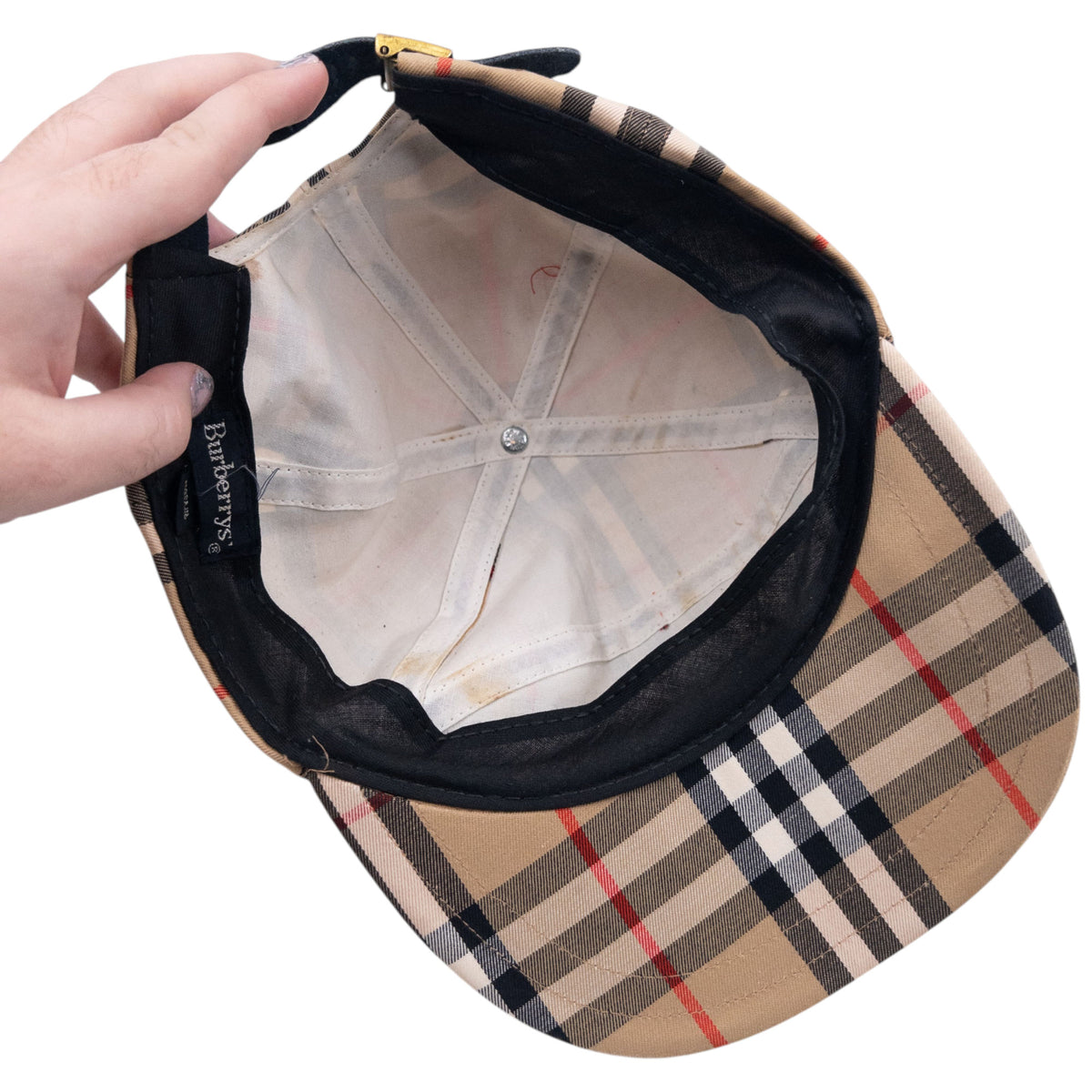 Vintage 90s Burberry Nova Check Hat in beige, photo 4