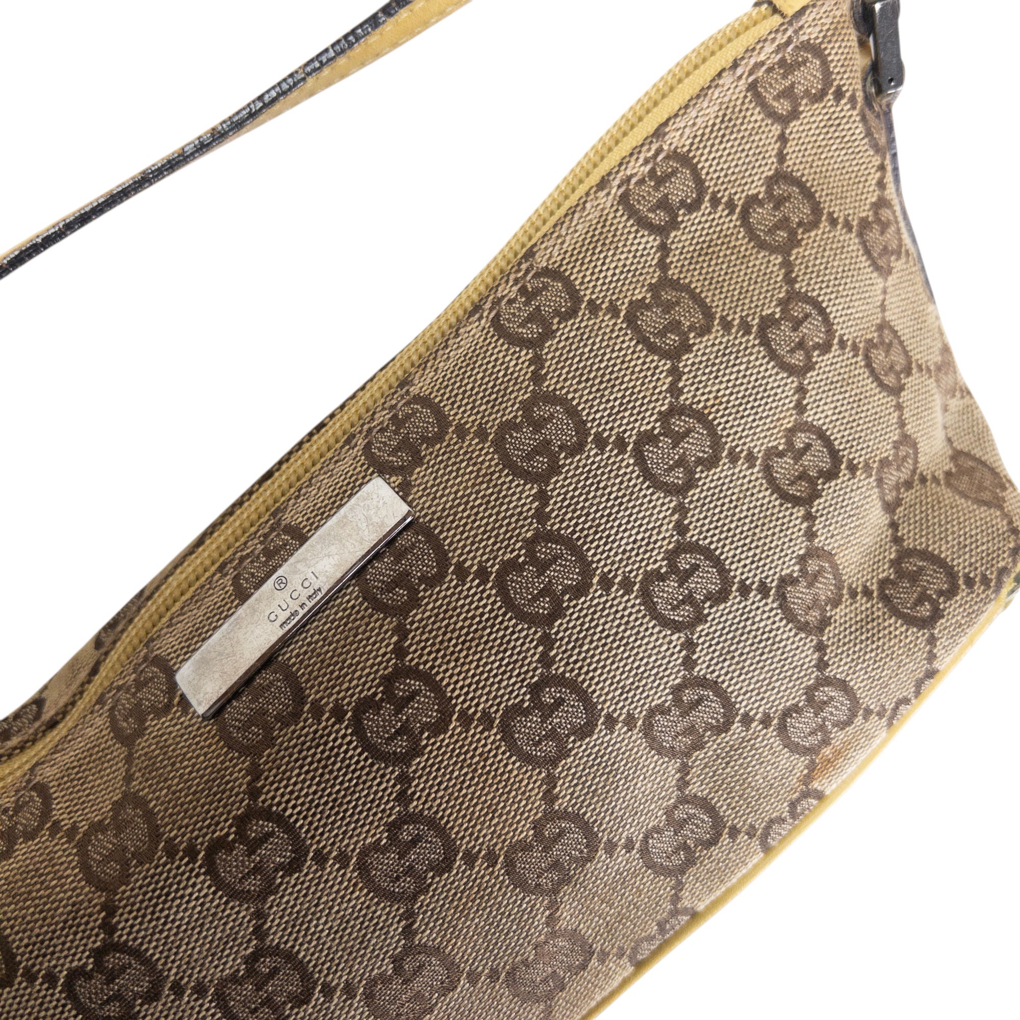 Vintage Gucci Monogram Pochette Mini Baguette Shoulder Bag