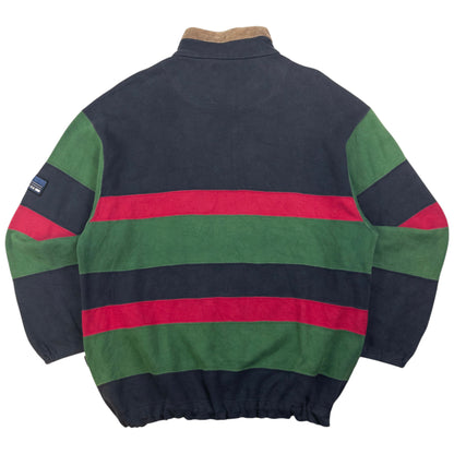 Vintage Burberry Q Zip Striped Sweatshirt Size L