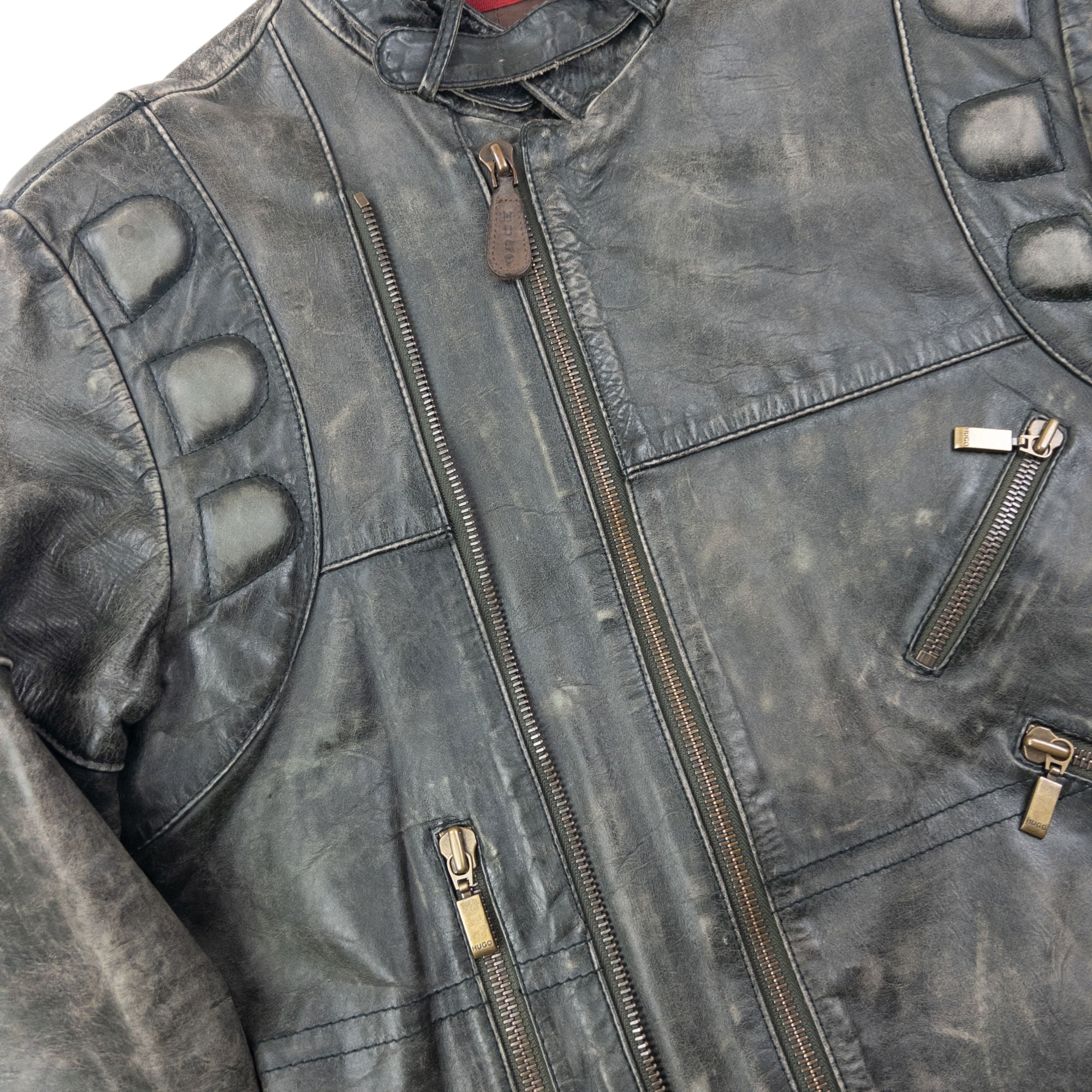 Vintage 90s Hugo Boss Zip Up Leather Jacket Size S