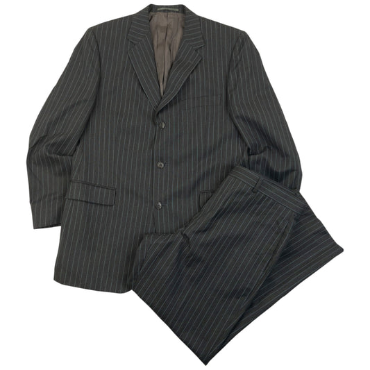 Vintage 90s YSL Yves Saint Laurent Pinstripe Jacket & Trousers Wool Suit Set Size XL