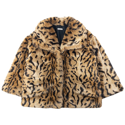 Vintage Miu Miu Faux Fur Leopard Print Jacket Womens Size S