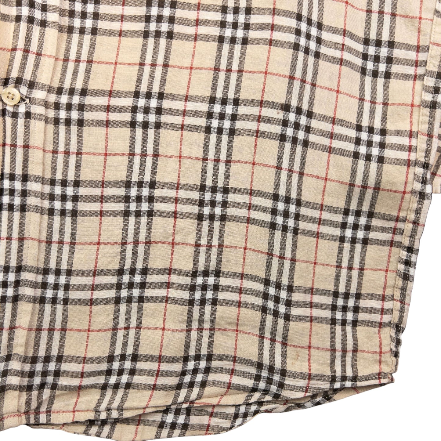 Vintage Burberry Linen Nova Check Long Sleeve Button Up Shirt Size L