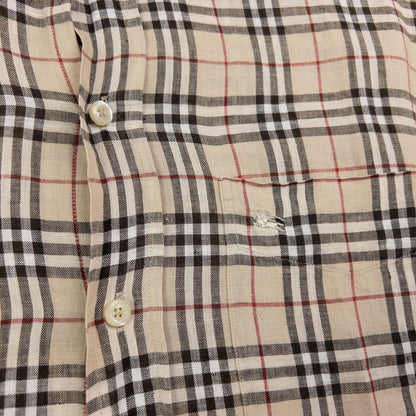 Vintage Burberry Linen Nova Check Long Sleeve Button Up Shirt Size L