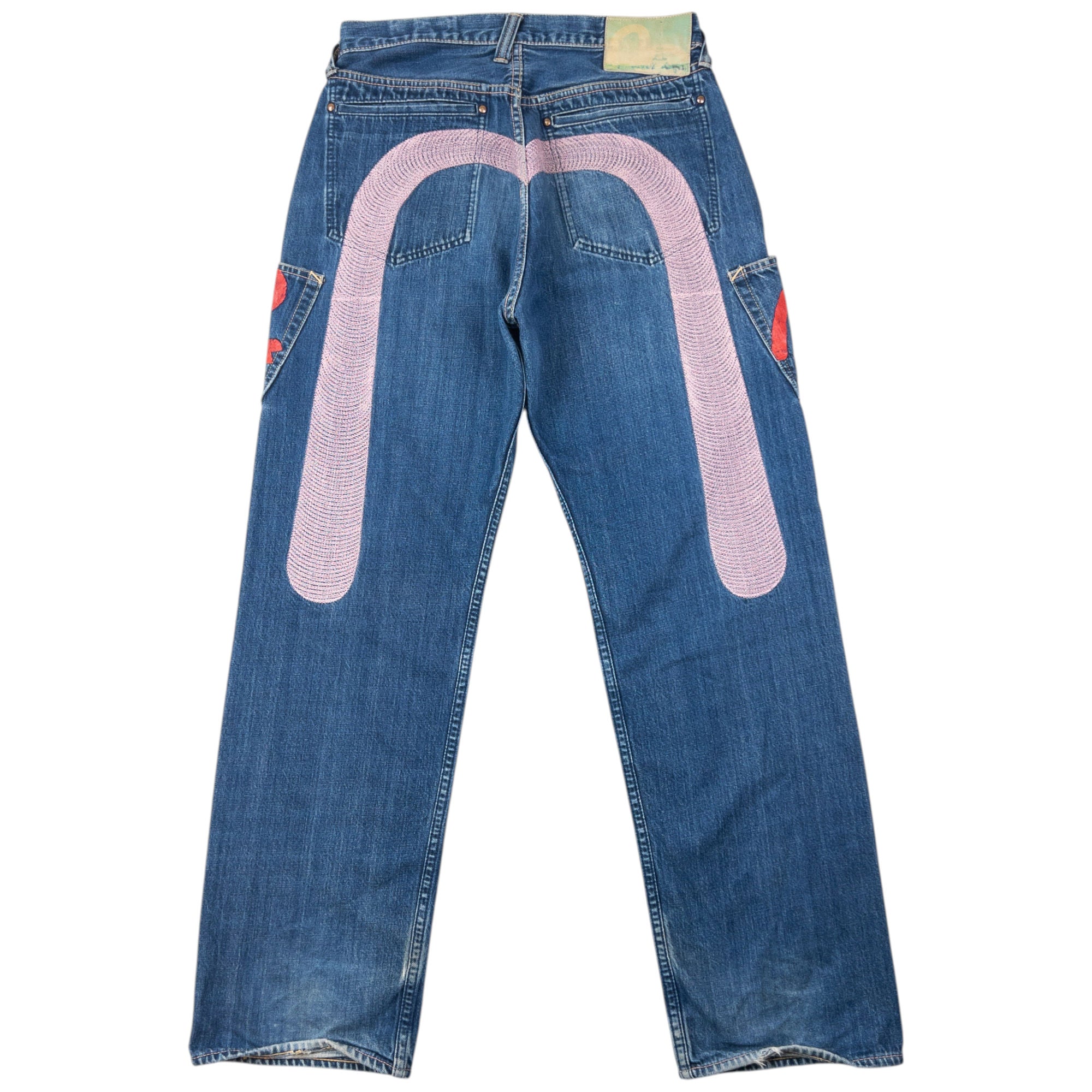 Vintage 90s Evisu Embroidered Daicock & Robot Gull Japanese Denim Jeans Size W31
