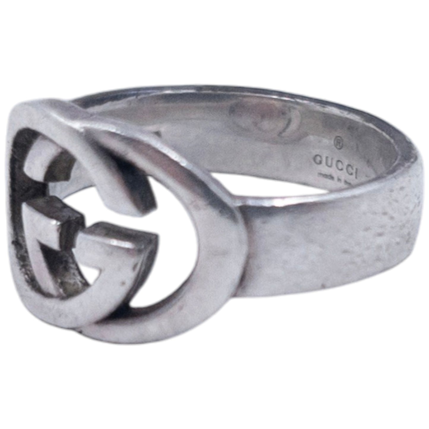 Vintage 2000s Gucci Silver Logo Ring