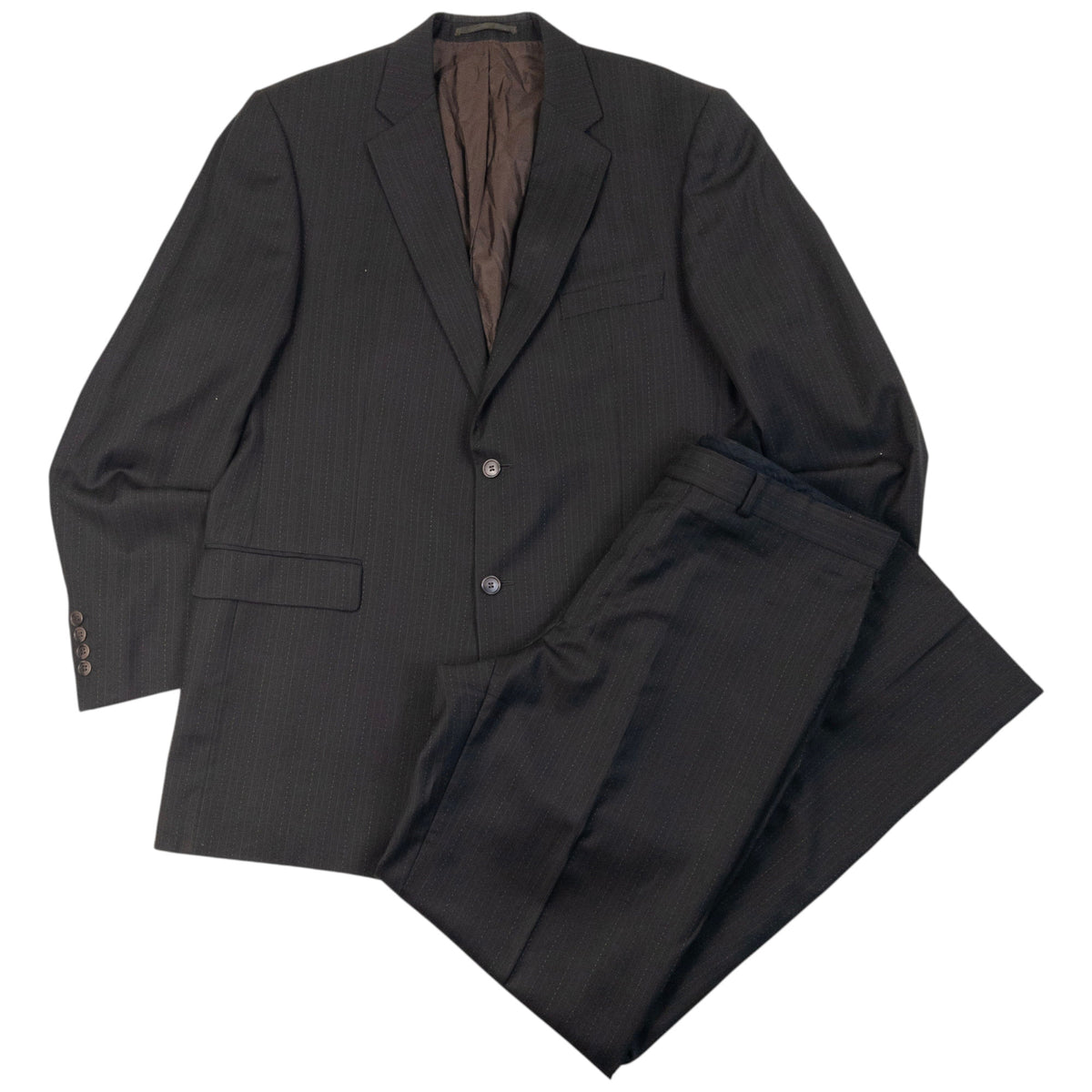 Vintage 90s YSL Yves Saint Laurent Pinstripe Jacket & Trousers Suit Set Size XL