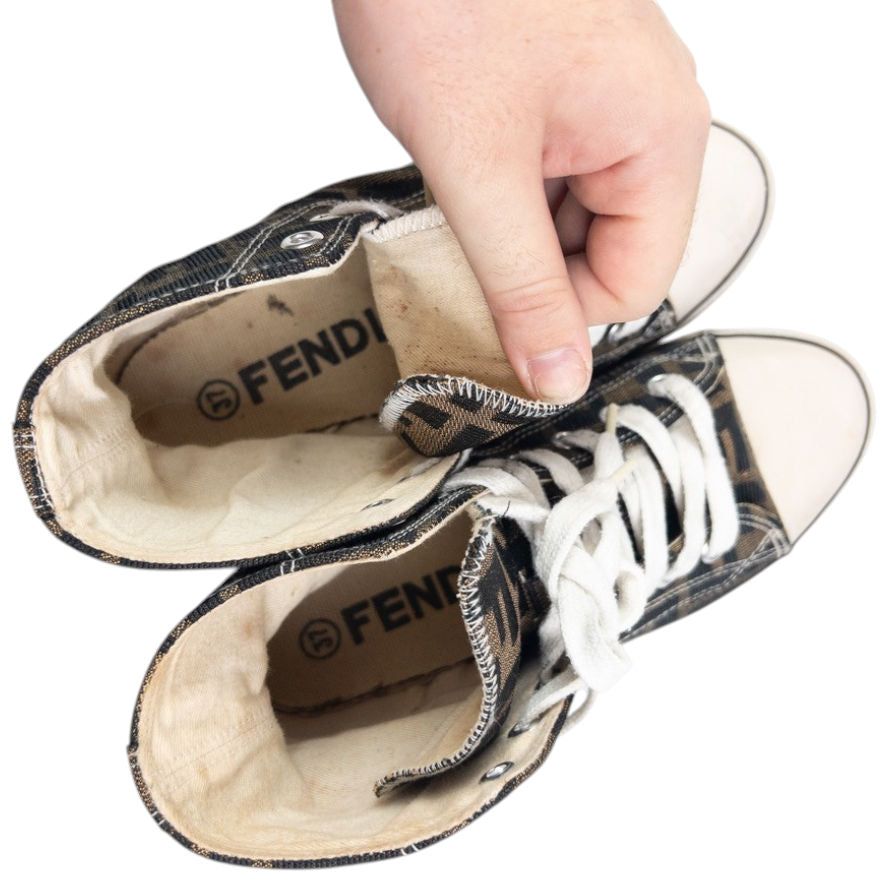 Vintage Fendi Monogram Hight Top Trainers Womens Size UK 4
