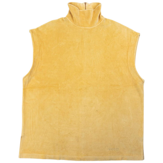 Vintage 90s Gucci By Tom Ford Velour Sleeveless Turtleneck Jumper Size L