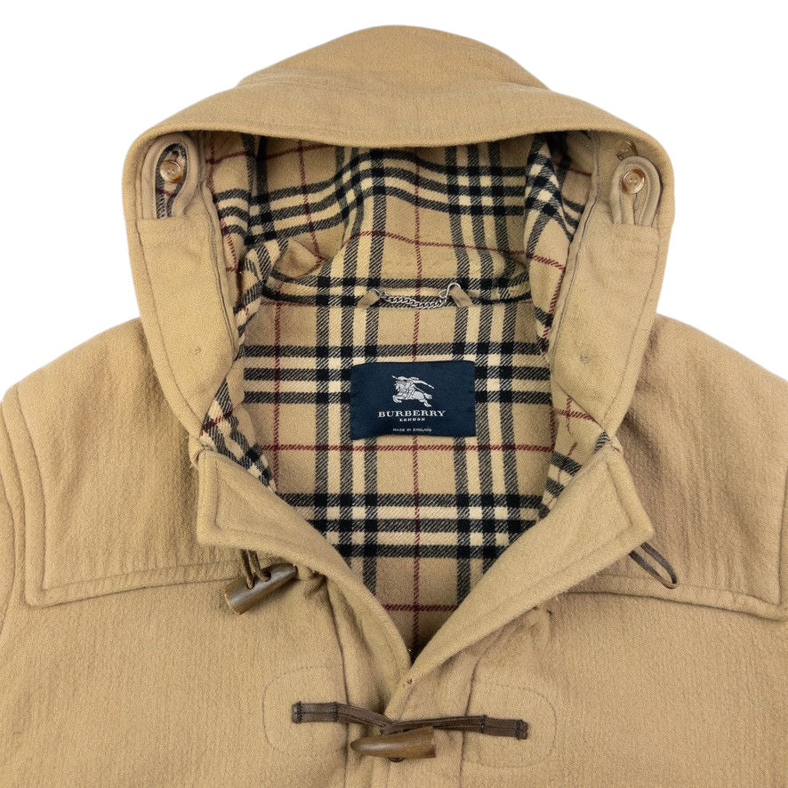 Vintage Burberry Nova Check Lined Wool Duffel Coat Jacket Size XL