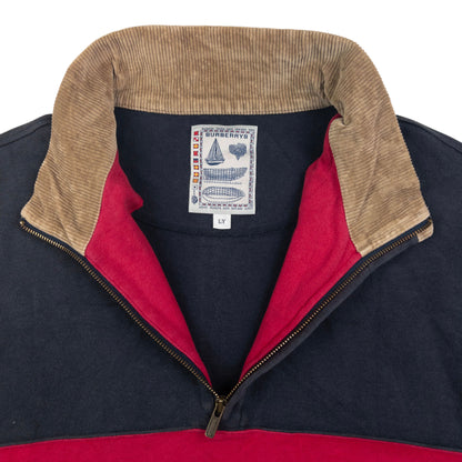 Vintage Burberry Q Zip Striped Sweatshirt Size L