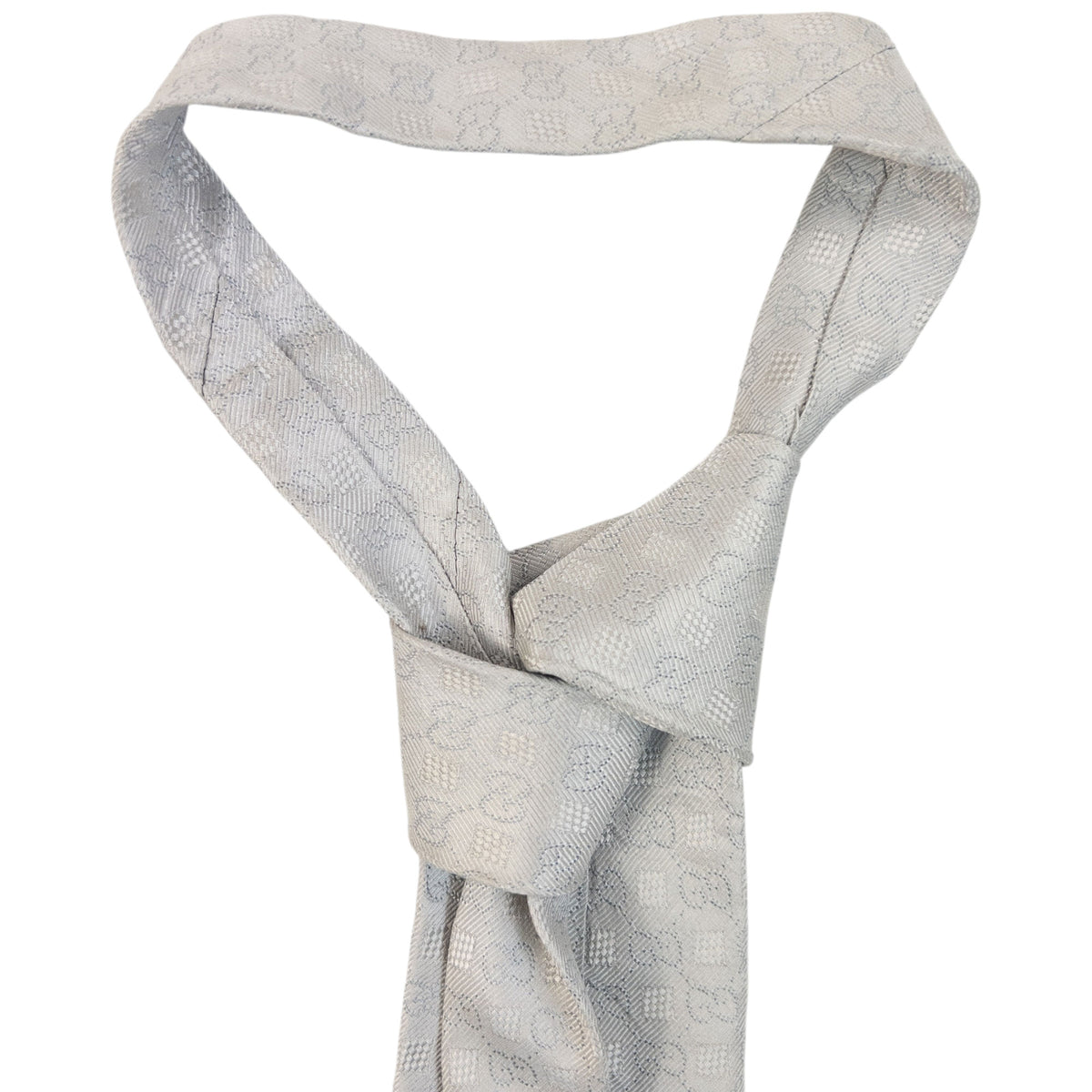 Vintage 2000s Gucci Monogram Silk Tie in grey, photo 4