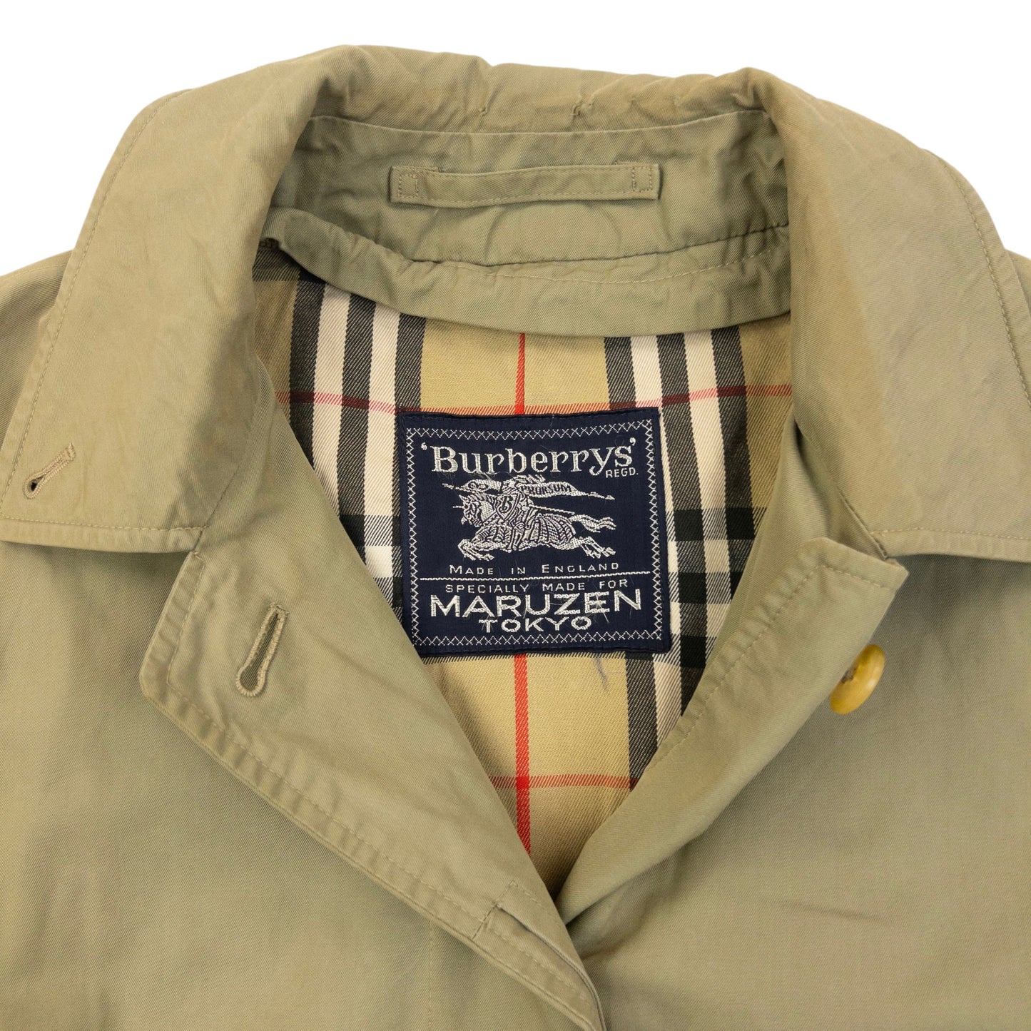 Vintage 90s Burberry Nova Check Lined Trench Jacket Womens Size S