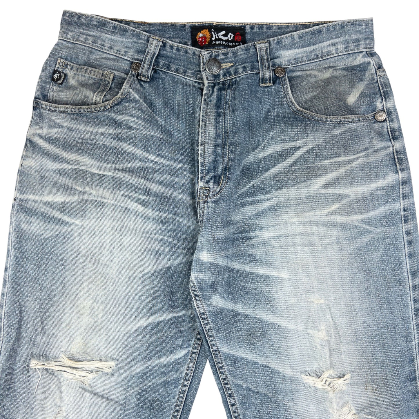 Vintage Jizo Bosatsu Embroidered Troll Japanese Denim Jeans Size W34