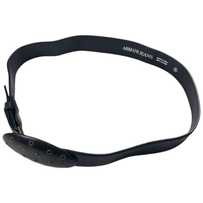 Vintage Armani Jeans Embroidered Leather Belt Size W38