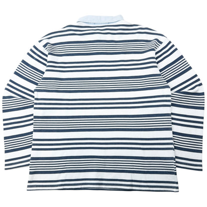 Vintage 90s Burberry Striped Long Sleeve Polo Shirt Size L