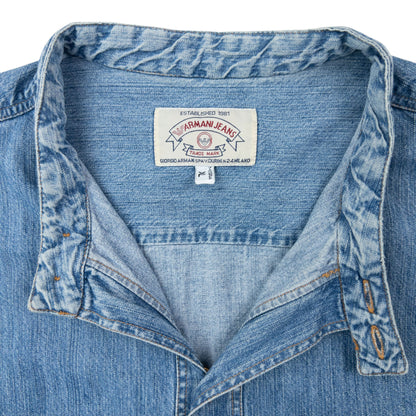 Vintage 90s Armani Jeans Long Sleeve Button Up Denim Shirt Size XL