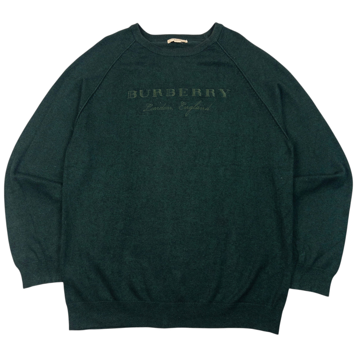 Vintage Burberry Brit Embroidered Jumper in green, embroidered logo text