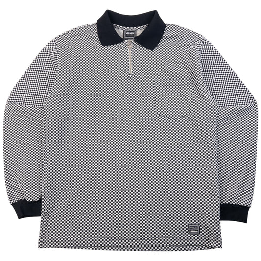 Vintage 90s Versace Jeans Couture Checkered Q Zip Polo Sweatshirt Size S