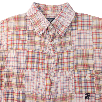 Vintage Stussy Patchwork Long Sleeve Button Up Shirt Size M