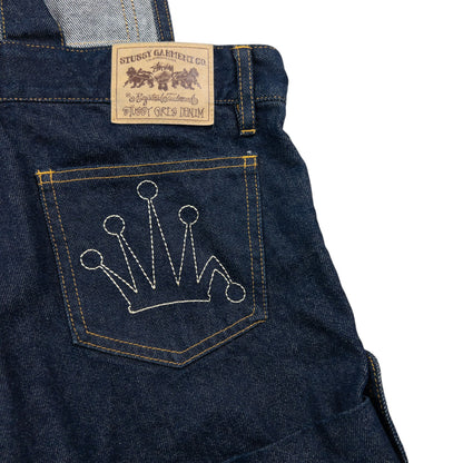Vintage Stussy Embroidered Denim Short Dungarees Womens Size M