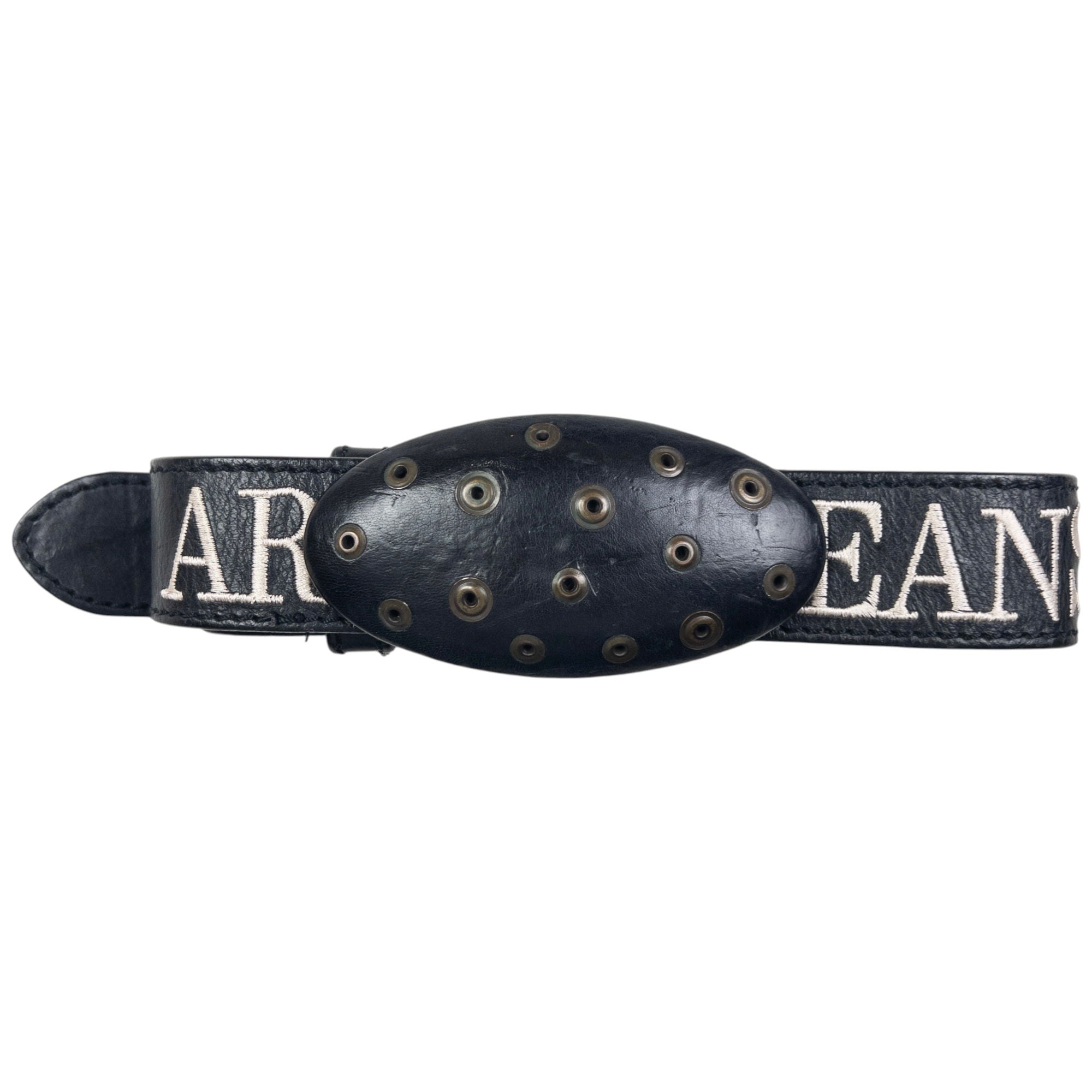 Vintage Armani Jeans Embroidered Leather Belt Size W38