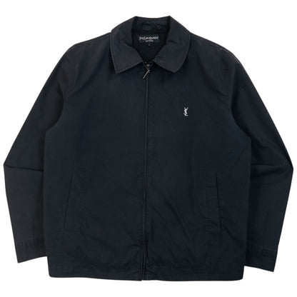 Vintage 2000s YSL Yves Saint Laurent Zip Up Jacket in black, embroidered logo detail