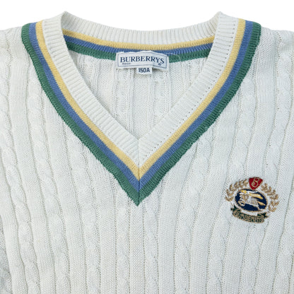 Vintage 90s Burberry Cable Knit Jumper Womens Size S