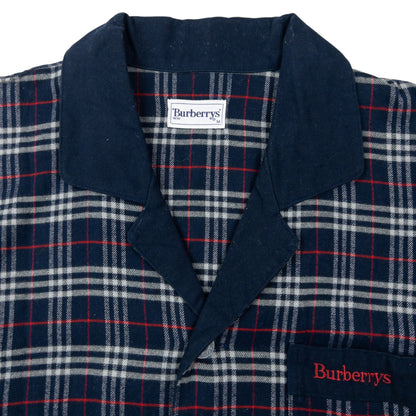 Vintage 90s Burberry Nova Check Long Sleeve Button Up Pyjama Shirt Size M