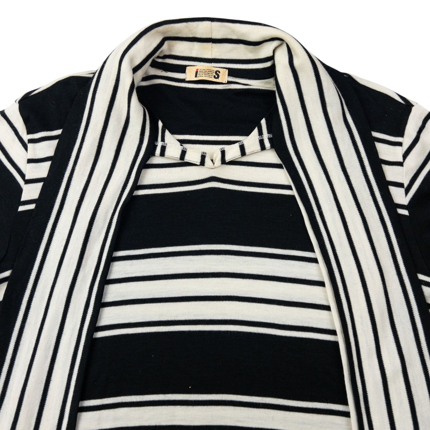 Vintage 80s Issey Miyake I.S. Striped Tie-Neck Sweater Dress Womens Size L
