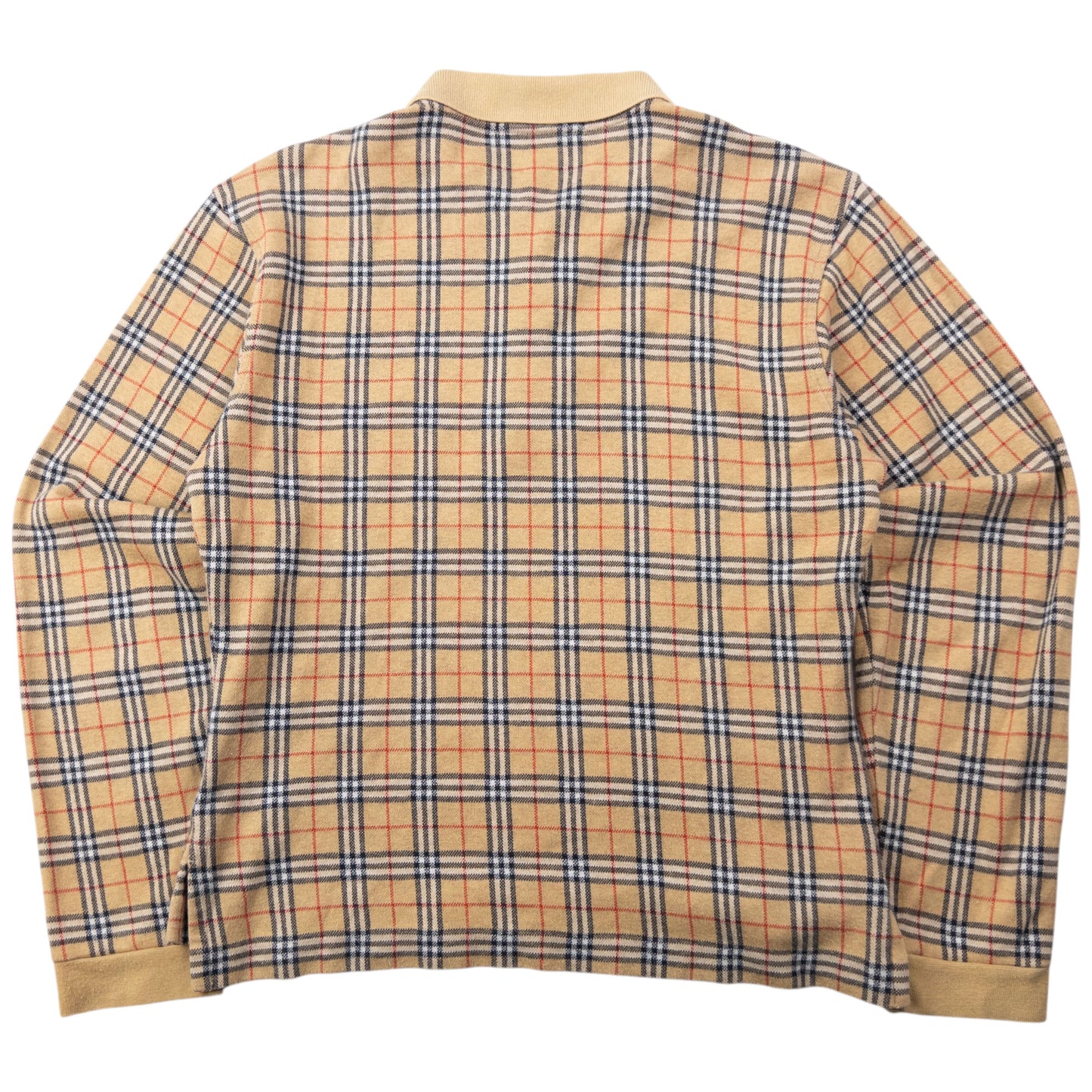 Vintage 90s Burberry Nova Check Long Sleeve Polo Shirt Womens Size S