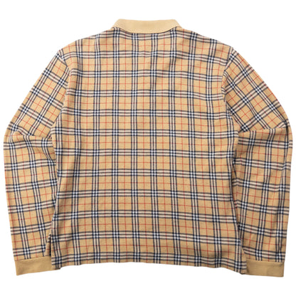 Vintage 90s Burberry Nova Check Long Sleeve Polo Shirt Womens Size S