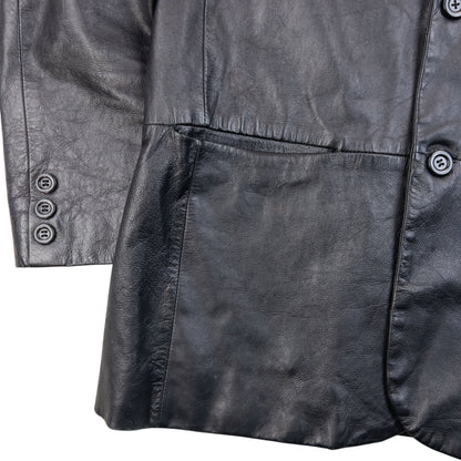Vintage Hugo Boss Button Up Leather Jacket Size M